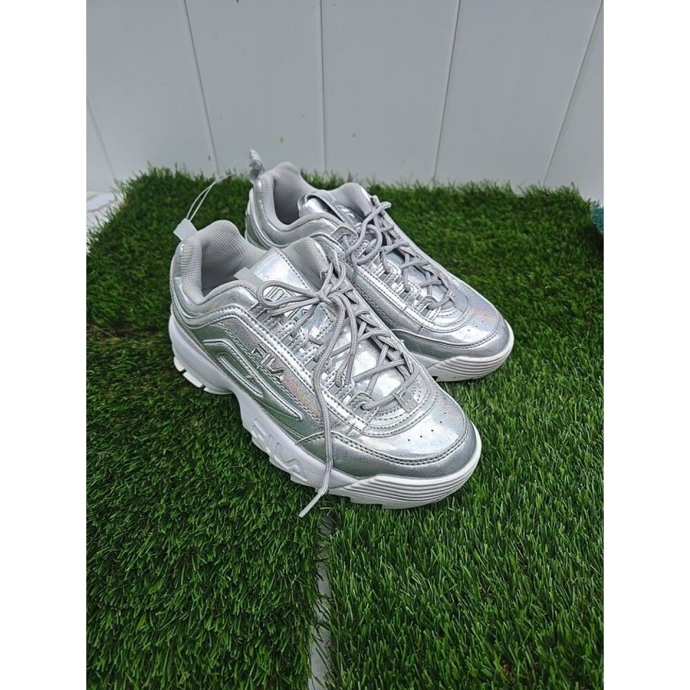 FILA Disruptor II Premium Metallic Silver IridescentWomen's Size 9.5...